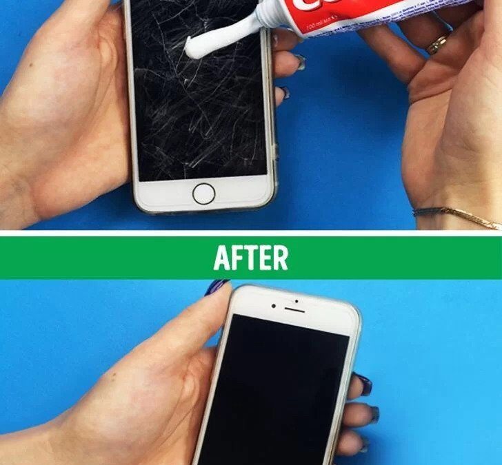 How to fix a cracked phone screen using toothpaste?