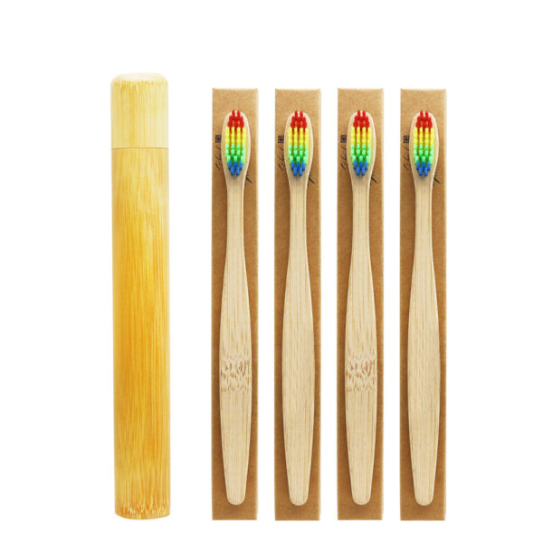 Rainbow Bristles Bamboo Toothbrush